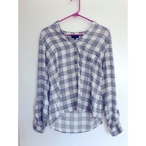 Sheer Plaid Button Down Shirt